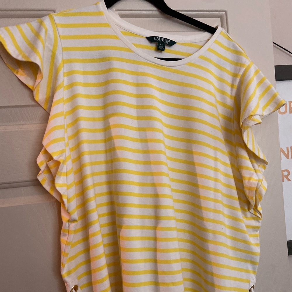 White and Yellow Striped Ralph Lauren top